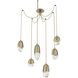 Pebble LED 14.3 inch Novel Brass Swag Multi-Pendant Ceiling Light in 2700K LED