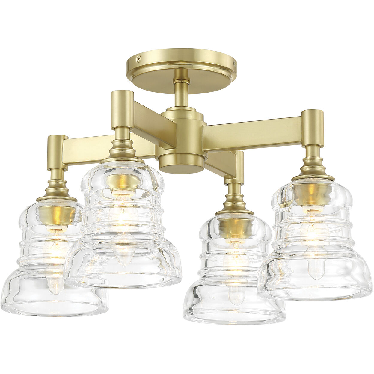 Gregory 4 Light 17.25 inch Aged Brass Semi Flush Ceiling Light