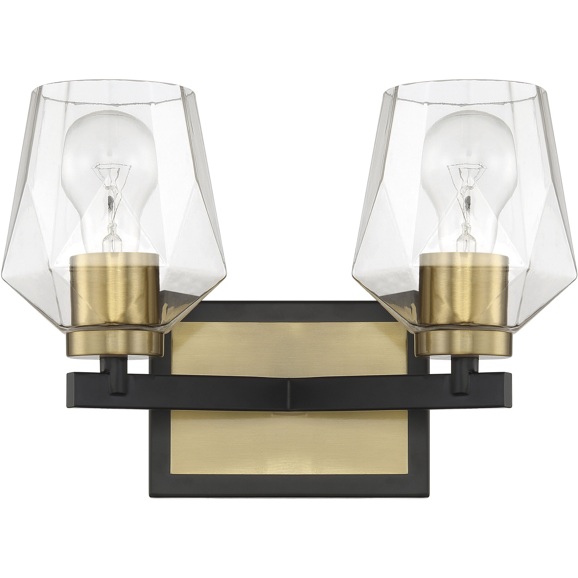 Avante Grand 2 Light 13 inch Flat Black and Satin Brass Vanity Light Wall Light