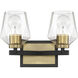 Avante Grand 2 Light 13 inch Flat Black and Satin Brass Vanity Light Wall Light