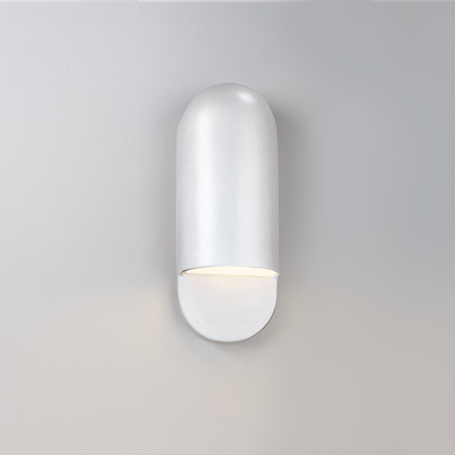 Ambiance Collection - Capsule 1 Light 5 inch Gloss White Outdoor Wall Sconce in Replaceable Bulb, 4D x 14H, Form+Finish+Function
