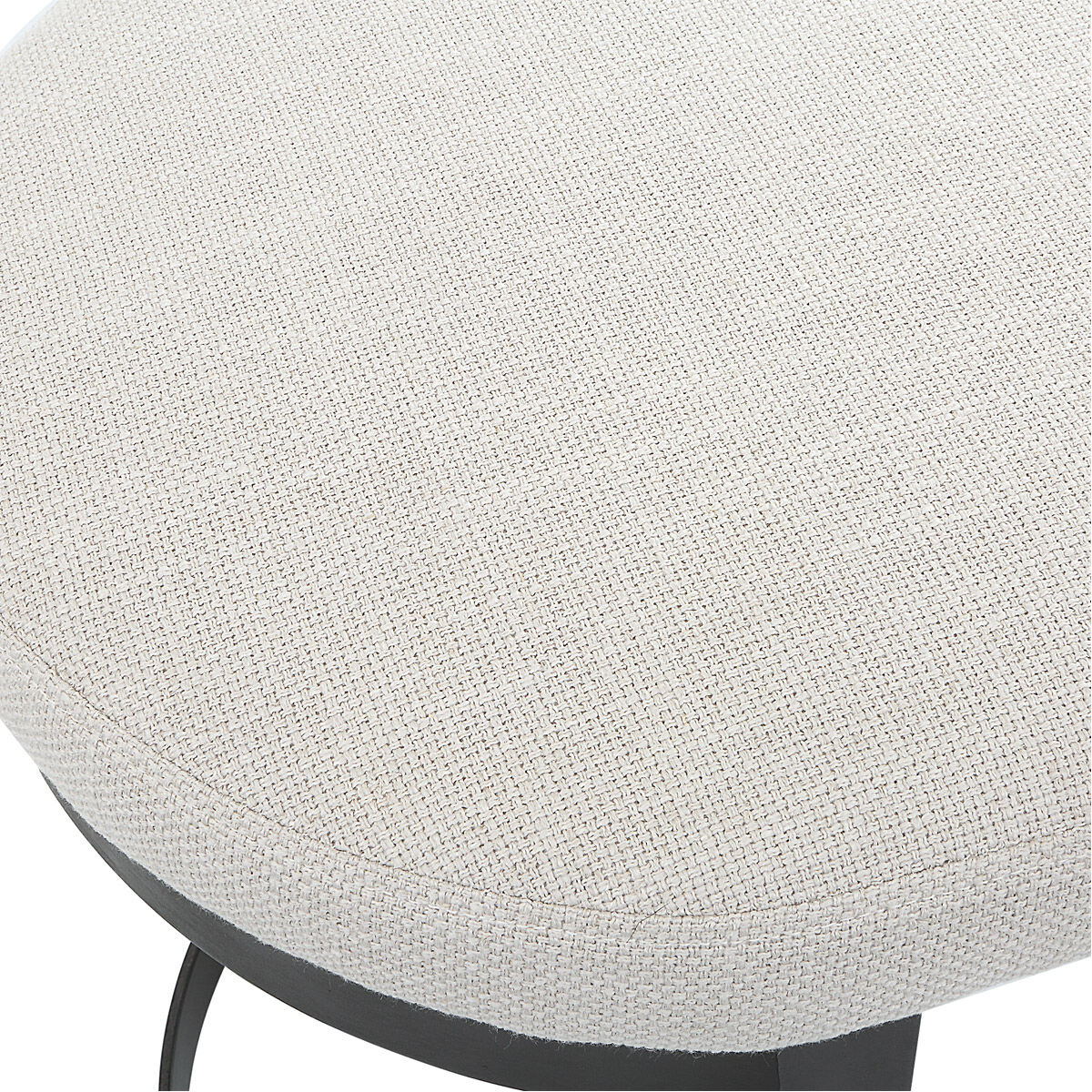 Infinity 20 inch Matte Black and Off-white Linen Fabric Accent Stool