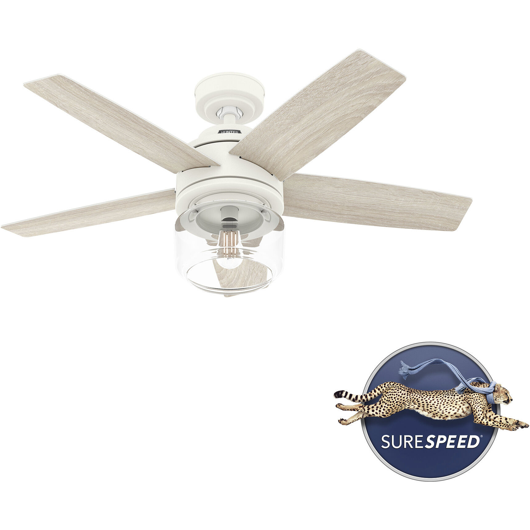 Margo 44 inch Textured White with Light Oak/Fresh White Blades Ceiling Fan