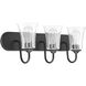 Neighborhood Gwyneth 3 Light 24 inch Flat Black Vanity Light Wall Light in Clear Seeded, Neighborhood Collection