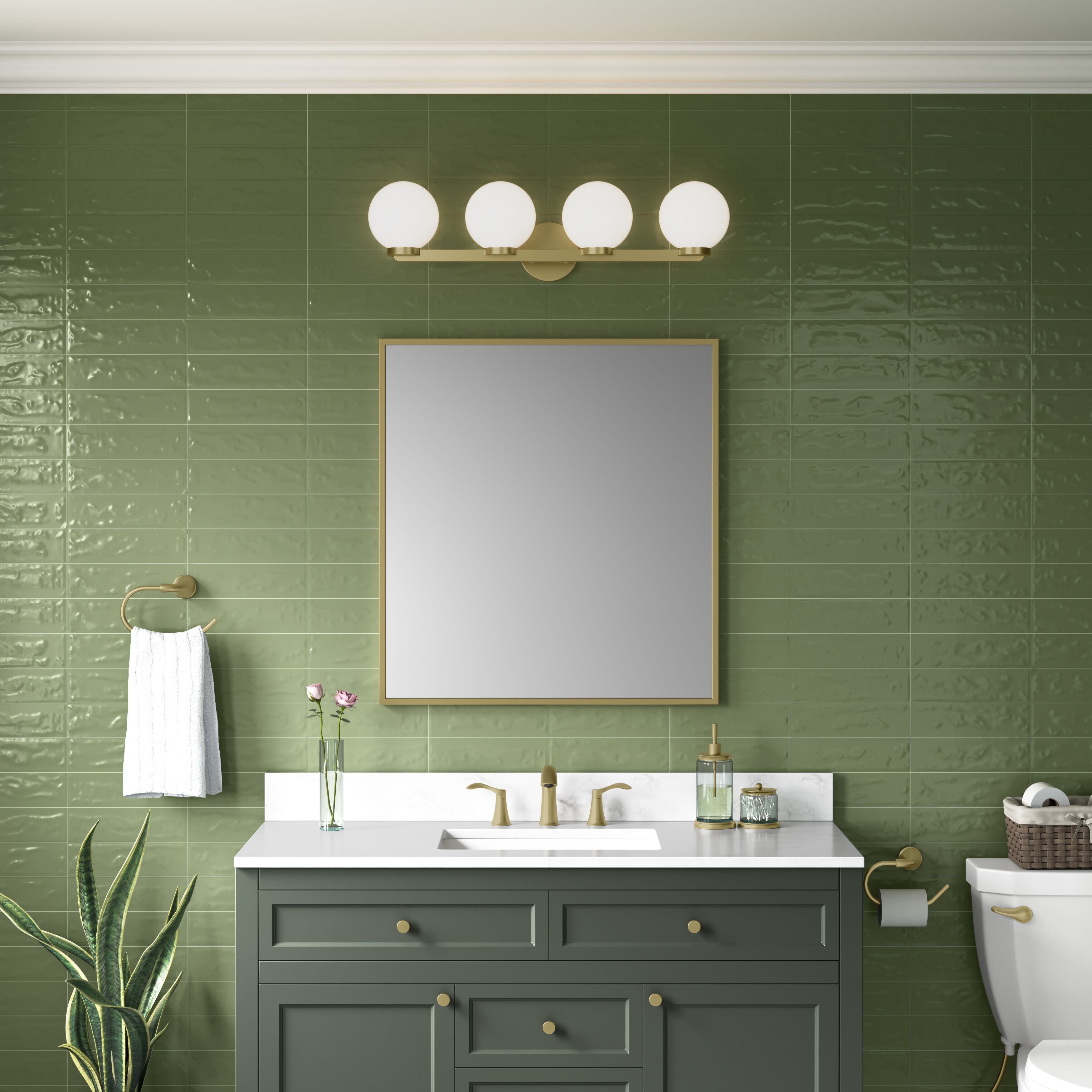 Ardeva 4 Light 30.25 inch Vintage Brass Bathroom Vanity Light Wall Light