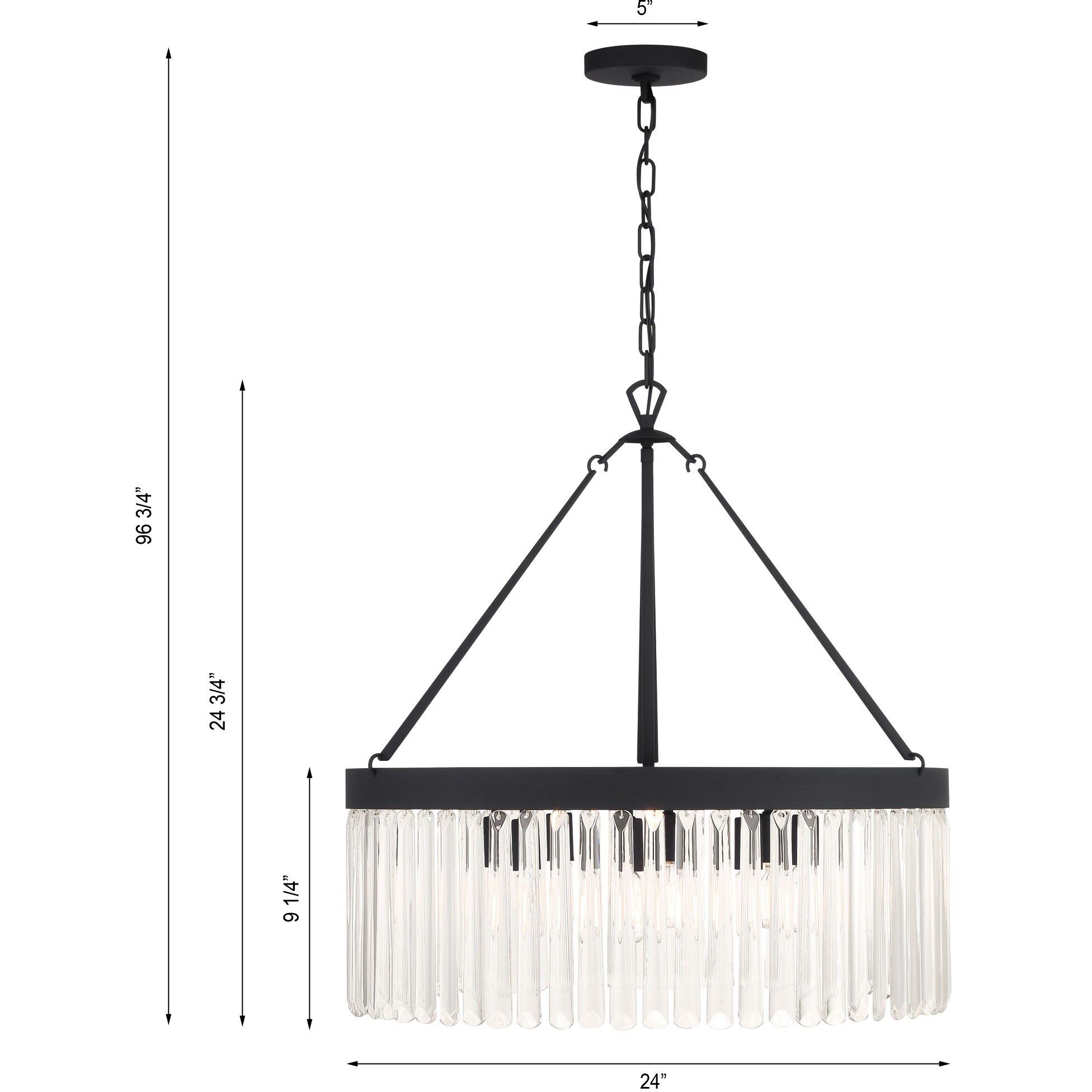 Emory 8 Light 24 inch Black Forged Chandelier Ceiling Light