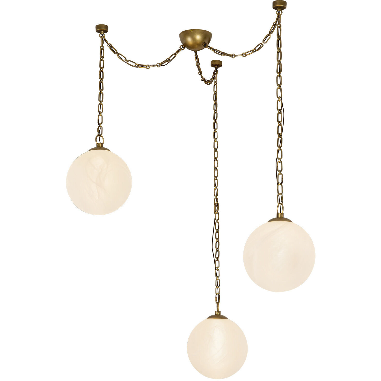 Petra 9.88 inch Vintage Brass and Cloud Glass Chandelier Ceiling Light
