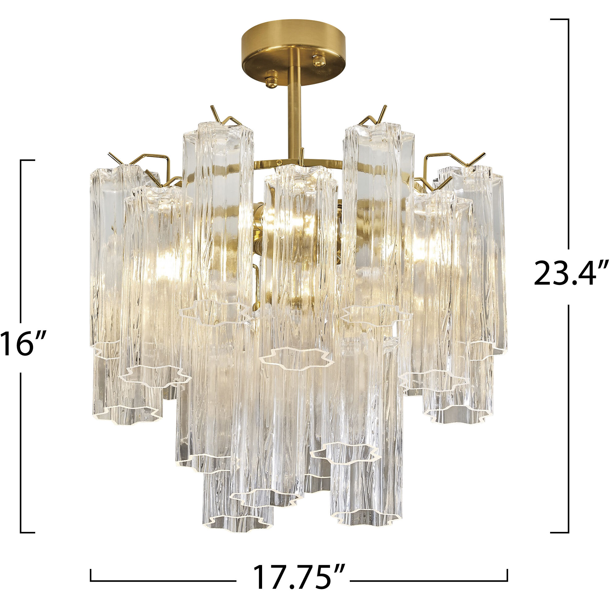 Sophia 5 Light 17.75 inch Brass Semi Flush Mount Ceiling Light