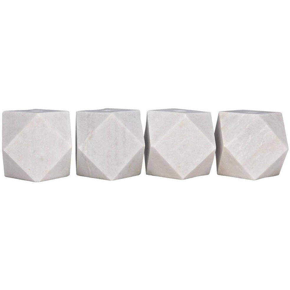 Polyhedron 4 X 4 inch Decorative Candle Holder in White, Set of 4