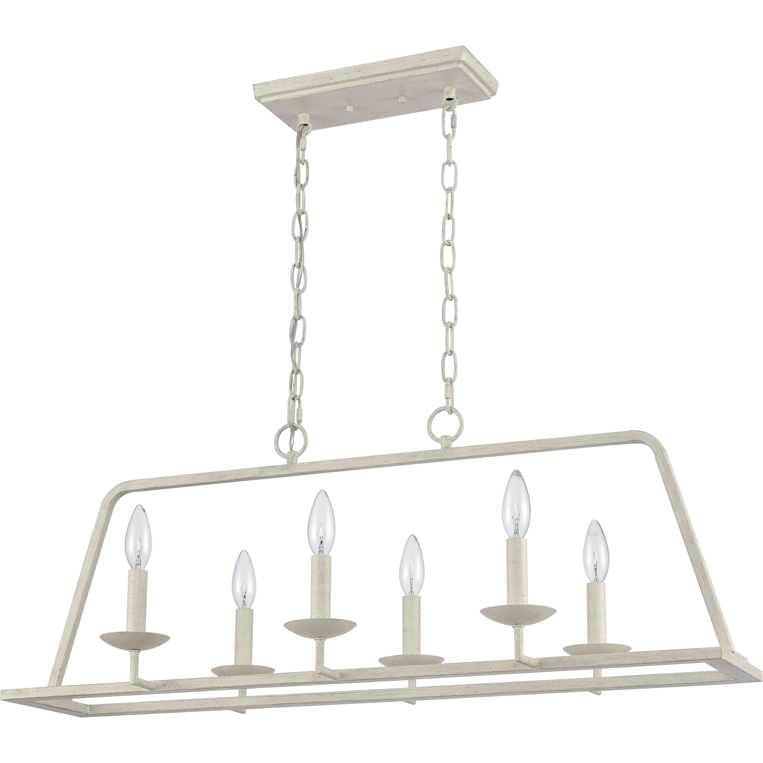 Joanie 6 Light 34 inch Antique White Linear Chandelier Ceiling Light