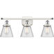 Ballston Small Cone 3 Light 26 inch White and Polished Chrome Bath Vanity Light Wall Light in Seedy Glass