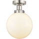 Beacon 1 Light 6.5 inch Brushed Satin Nickel Semi-Flush Mount Ceiling Light
