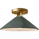 Radiance 1 Light 11.75 inch Pewter Green and Polished Brass Semi Flush Ceiling Light