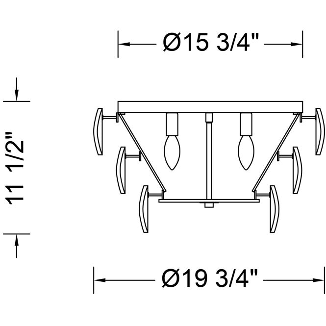 Uroko 4 Light 19.75 inch Polished Winter Brass Flush Mount Ceiling Light