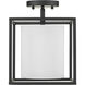 Manhattan 1 Light 9 inch Matte Black Semi-Flush Mount Ceiling Light, Damp