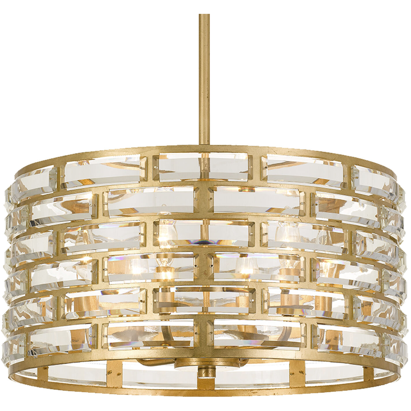 Meridian 6 Light 20 inch Antique Gold Semi Flush Ceiling Light