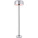 Exemplar 63 inch 40 watt Brushed Nickel and Black with White Marble Floor lamp Portable Light in Burnished Nickel