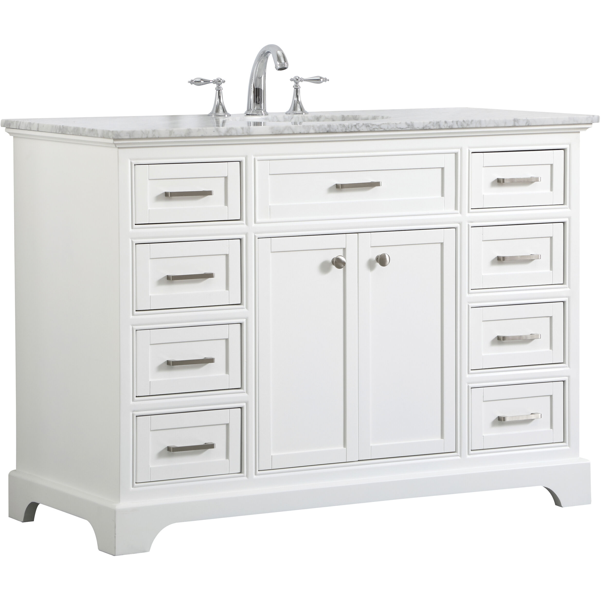 Americana 48 X 35 inch White with Carrara White Marble Vanity Set