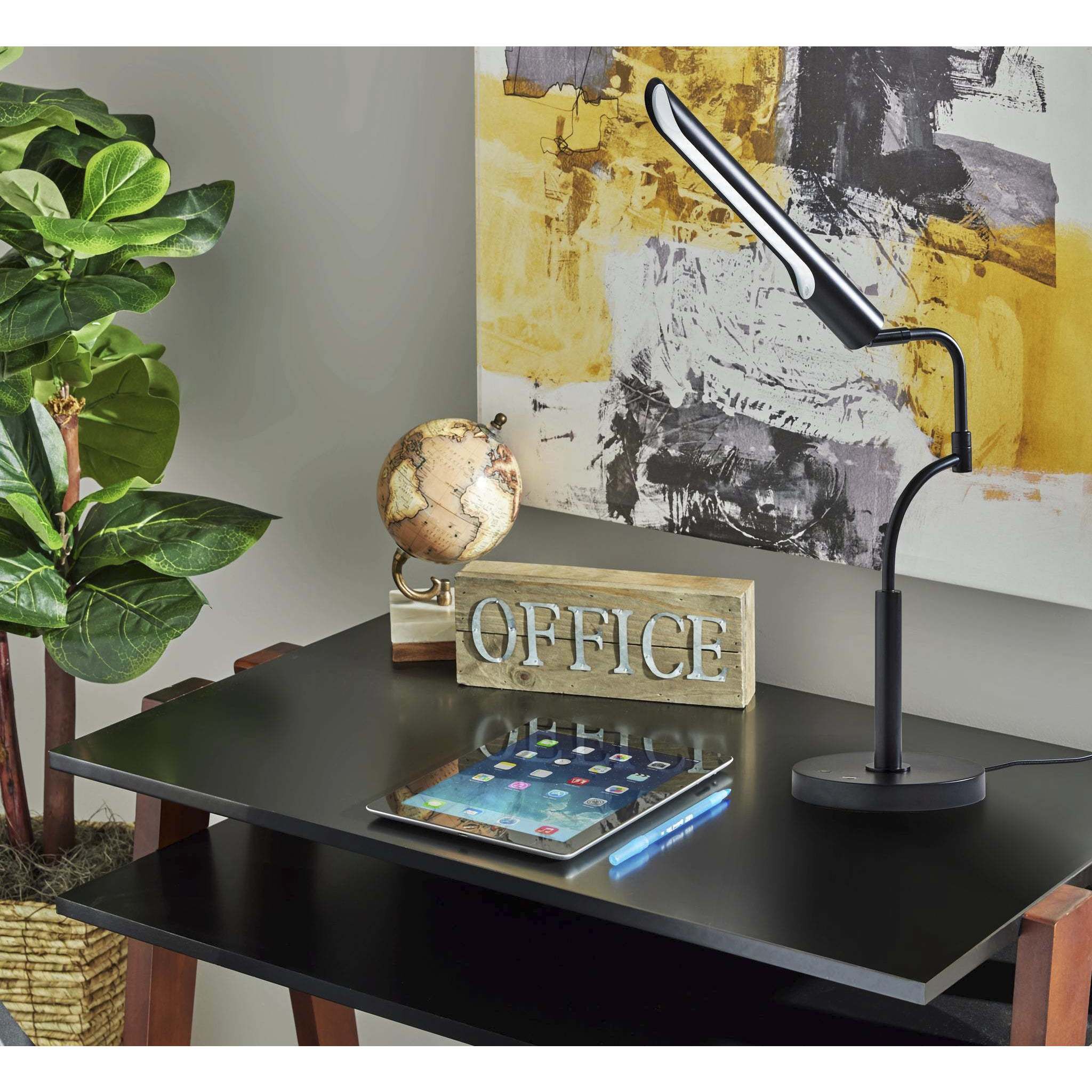 Zane 17 inch 10.00 watt Black Desk Lamp Portable Light, with Smart Switch