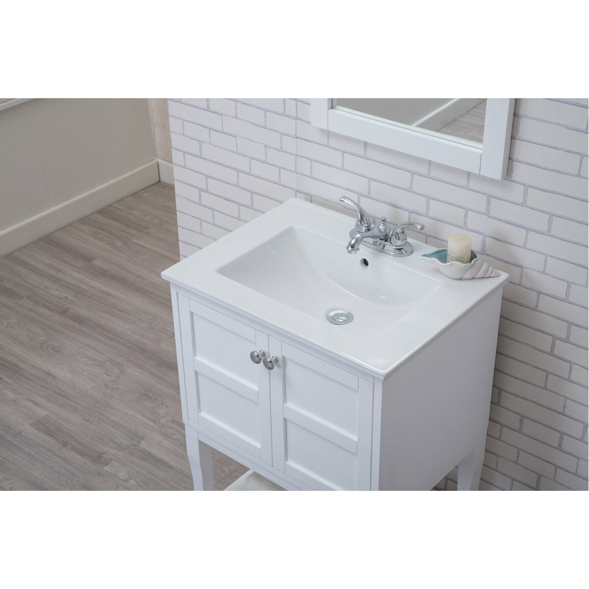 Mason 24 X 33.25 inch White and Chrome Vanity Set