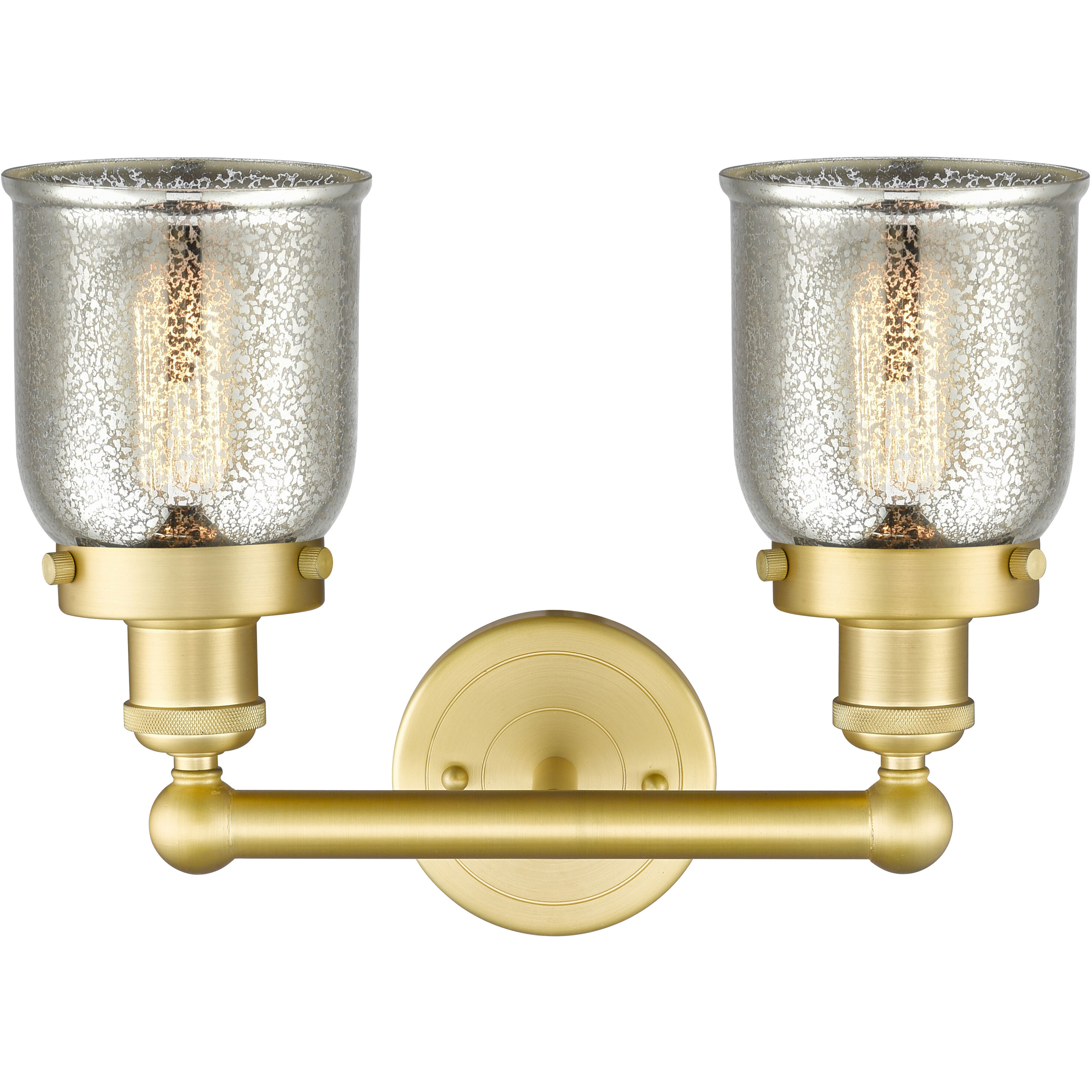 Bell 2 Light 15.5 inch Satin Gold Bath Vanity Light Wall Light in Silver Plated Mercury