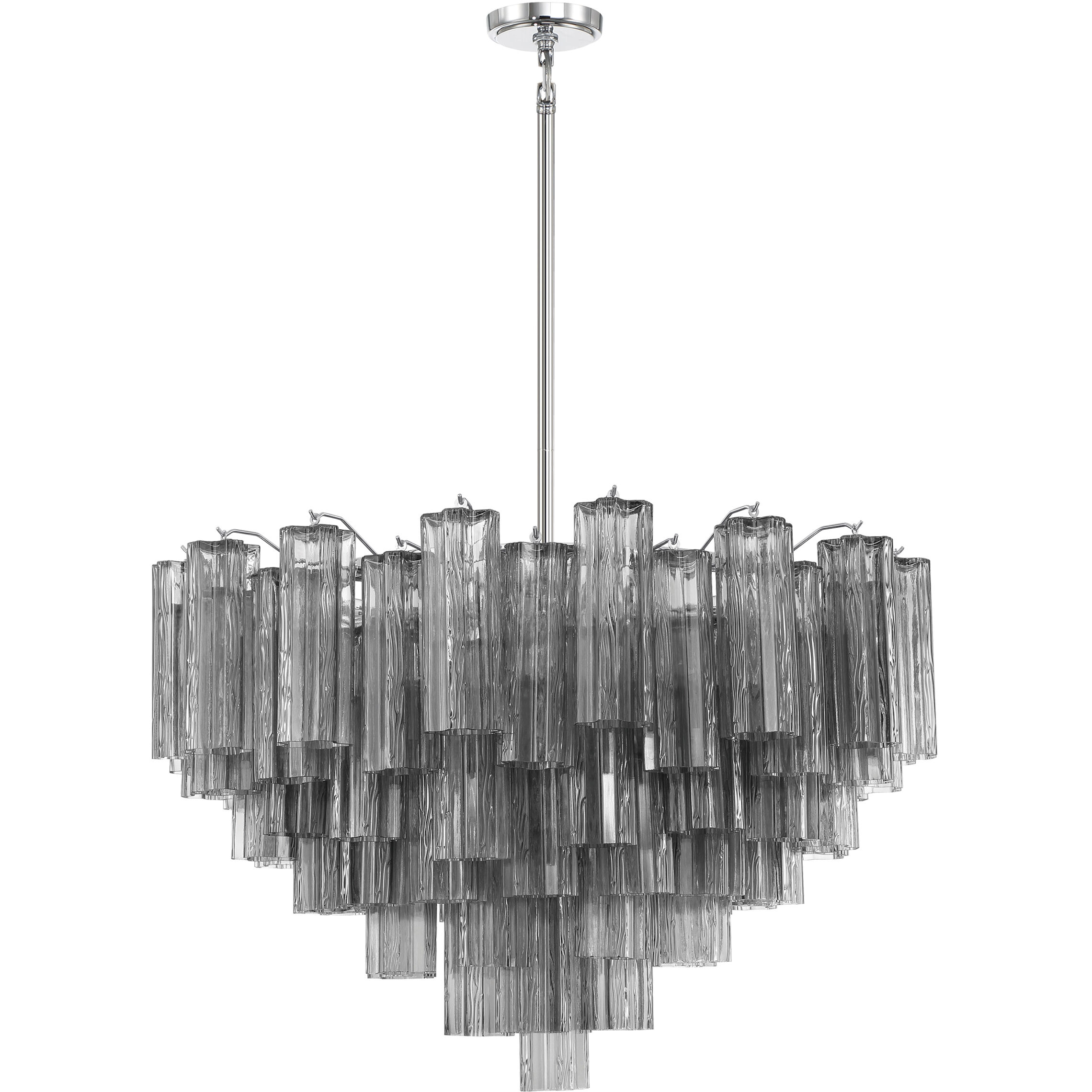 Addis 16 Light 32 inch Polished Chrome Chandelier Ceiling Light in Tronchi Glass Smoke