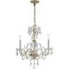 Traditional Crystal 3 Light 16 inch Polished Brass Mini Chandelier Ceiling Light in Clear Hand Cut