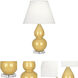 Small Double Gourd 22 inch 150 watt Sunset Yellow Glazed Ceramic with Lucite Base Accent Lamp Portable Light in Pearl Dupioni