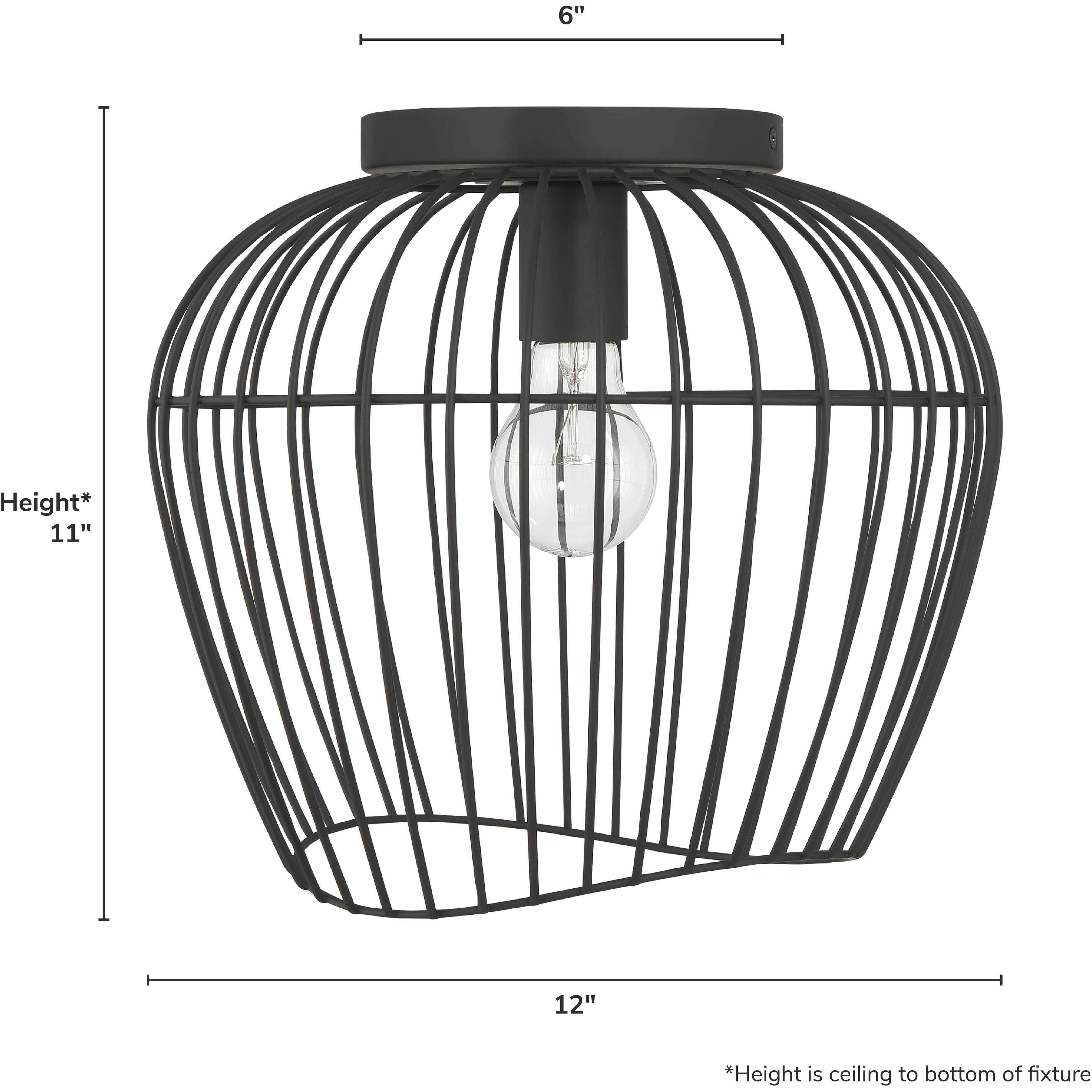 Redding 1 Light 12 inch Matte Black Flush Mount Ceiling Light, Medium