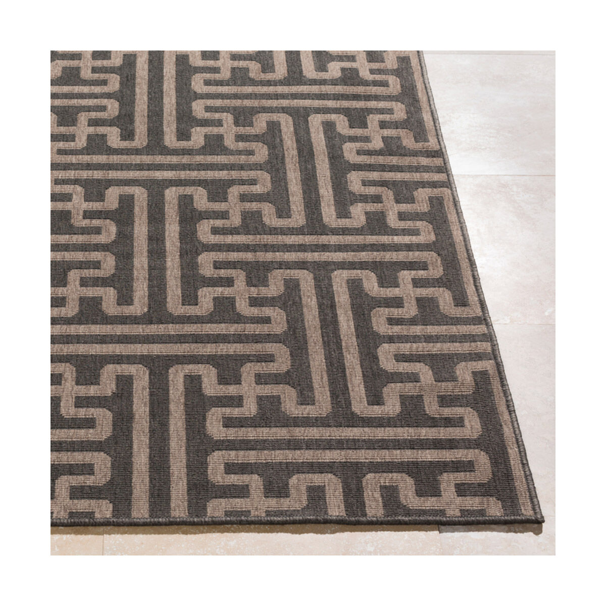 Alfresco 106 X 71 inch Black/Camel Indoor Area Rug, Polypropylene