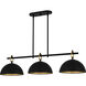 Cleo 3 Light 44.25 inch Matte Black Linear Chandelier Ceiling Light, Large