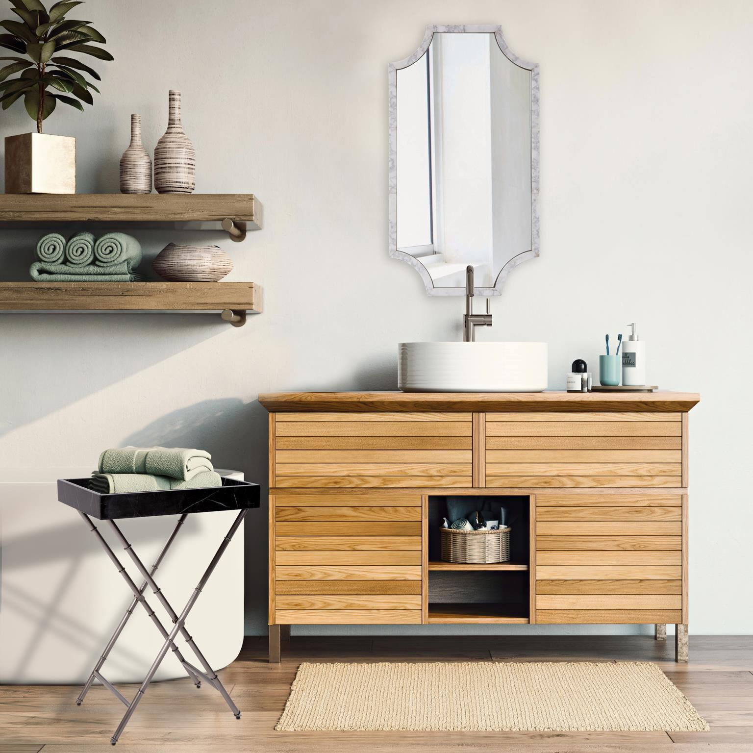 Makrana 36 X 20 inch White/Gray Mirror