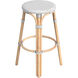 Tobias Round Rattan 30" Bar Stool in White and Gray Dot