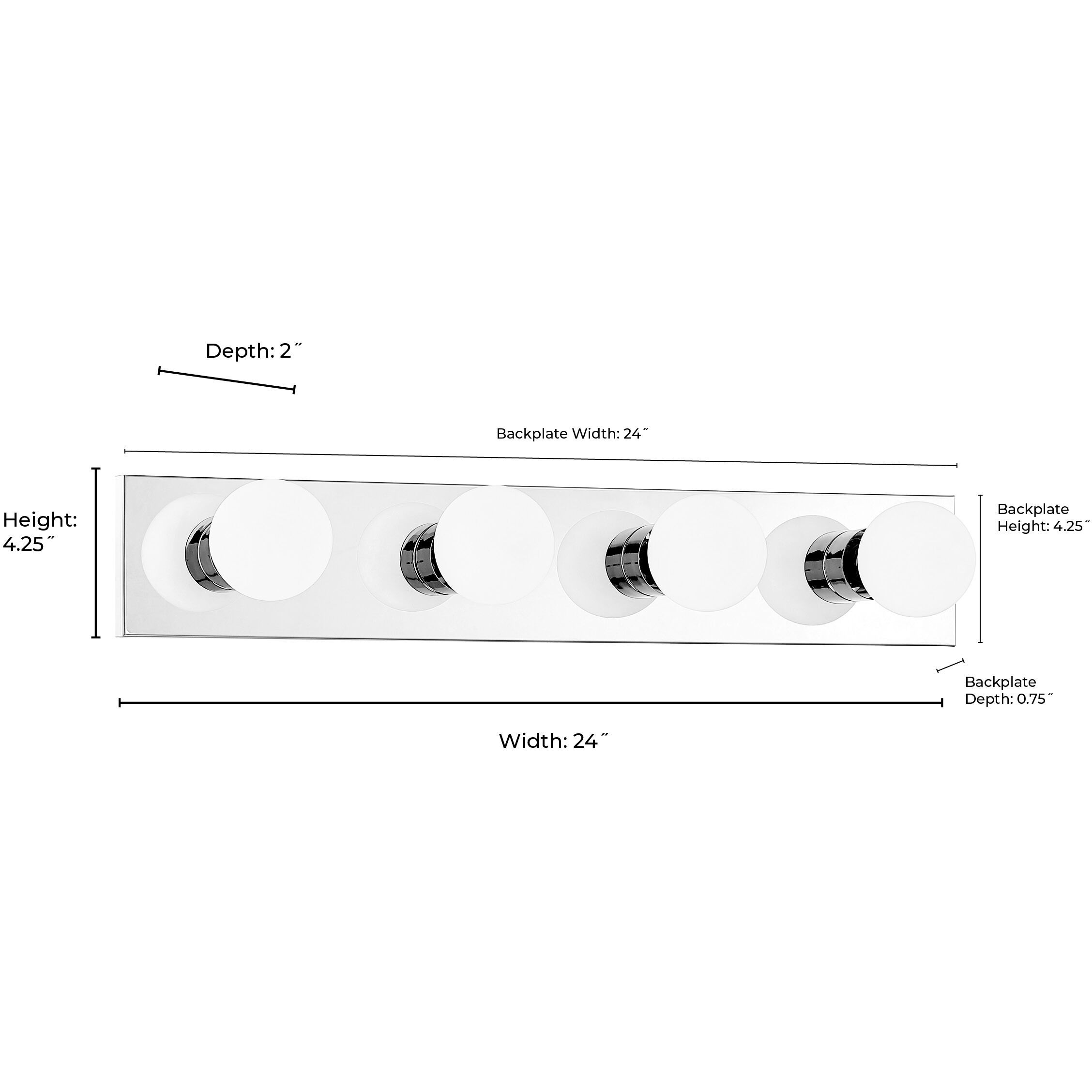 Bellisse 4 Light 24 inch Chrome Bathroom Vanity Light Bar Wall Light