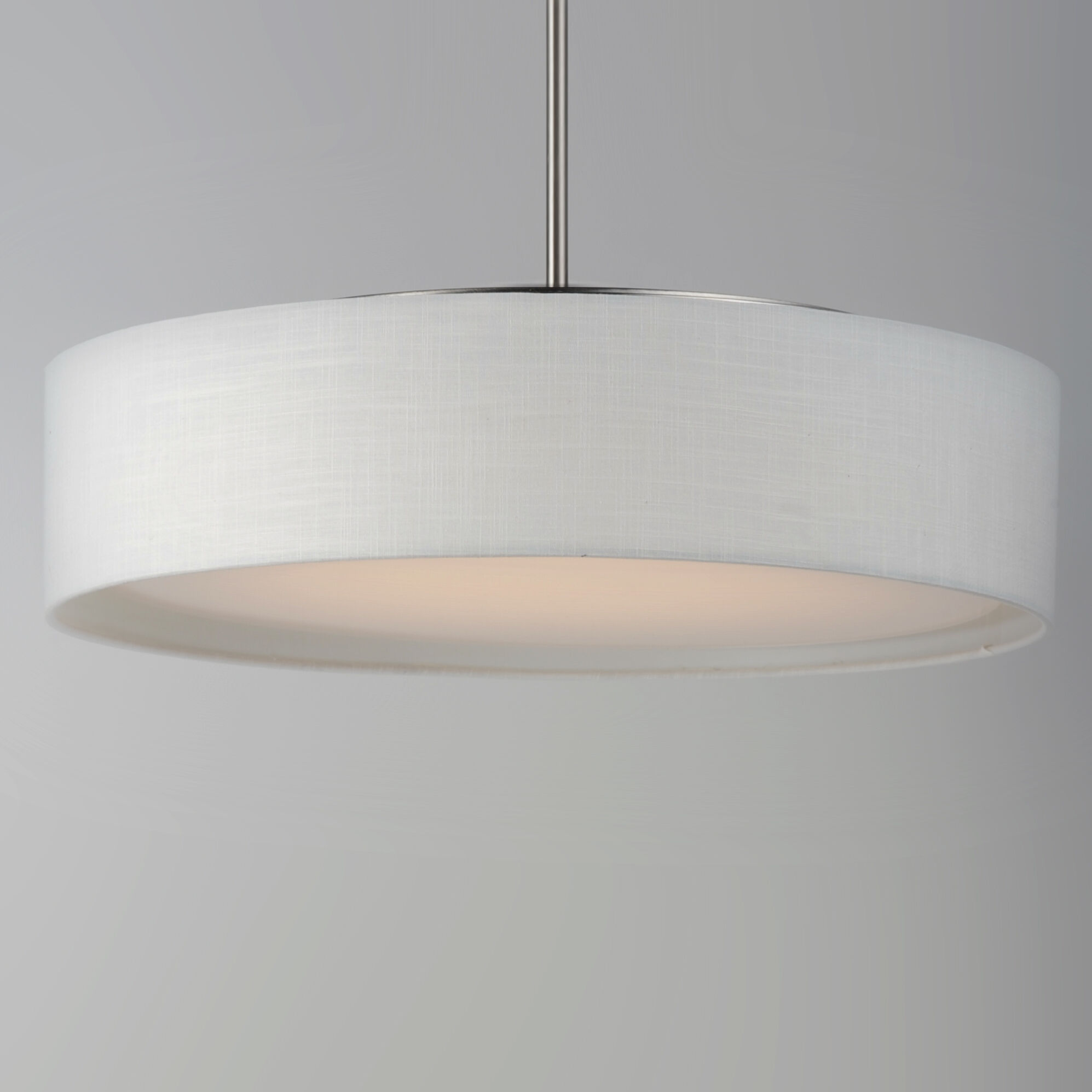 Prime LED 20 inch Satin Nickel Single Pendant Ceiling Light in White Linen