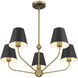 Xavier 5 Light 28 inch Vibrant Gold Chandelier Ceiling Light in Vibrant Gold and Matte Black