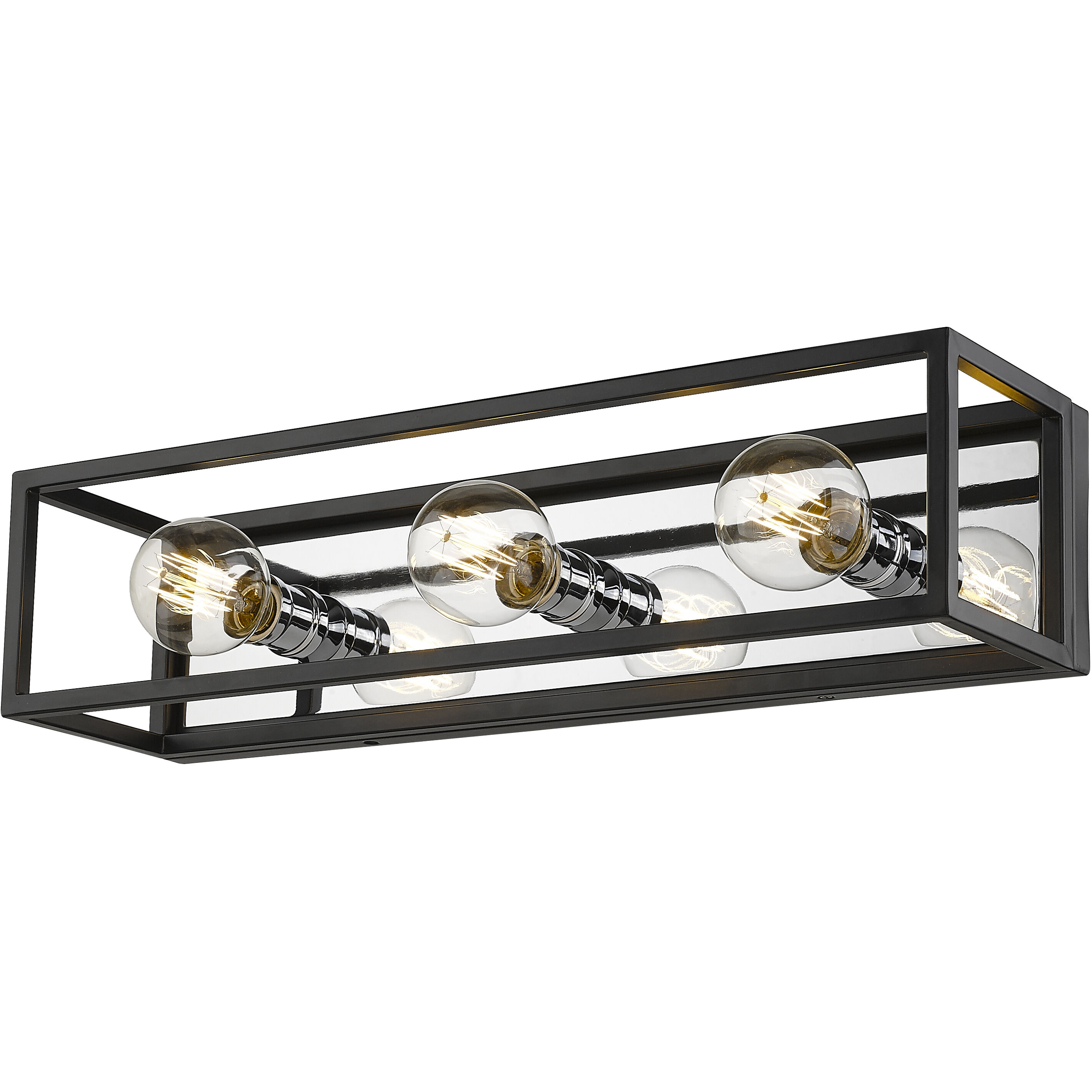 Kube 3 Light 23.5 inch Matte Black and Chrome Vanity Wall Light