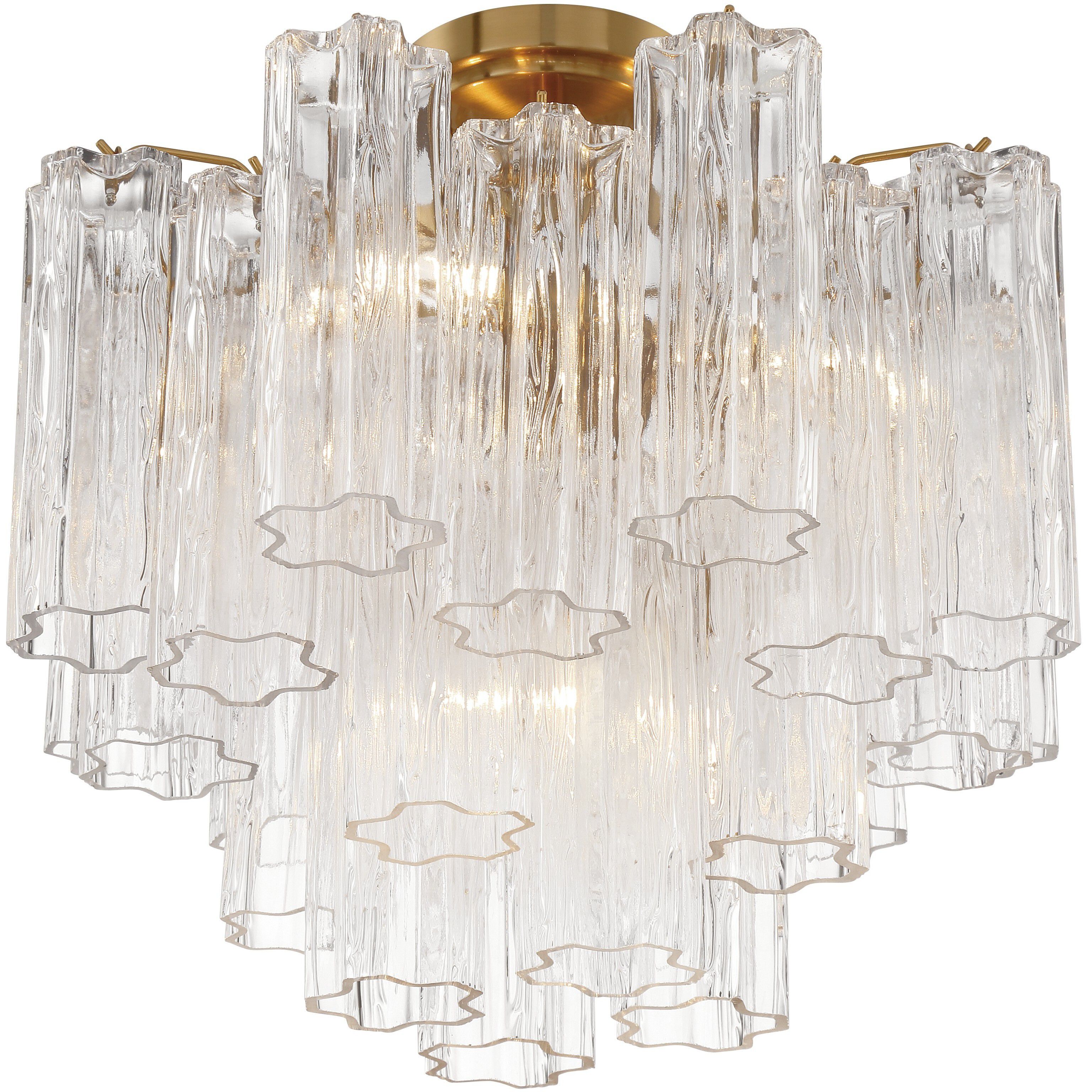 Addis 4 Light 17.75 inch Aged Brass Semi Flush Ceiling Light in Clear