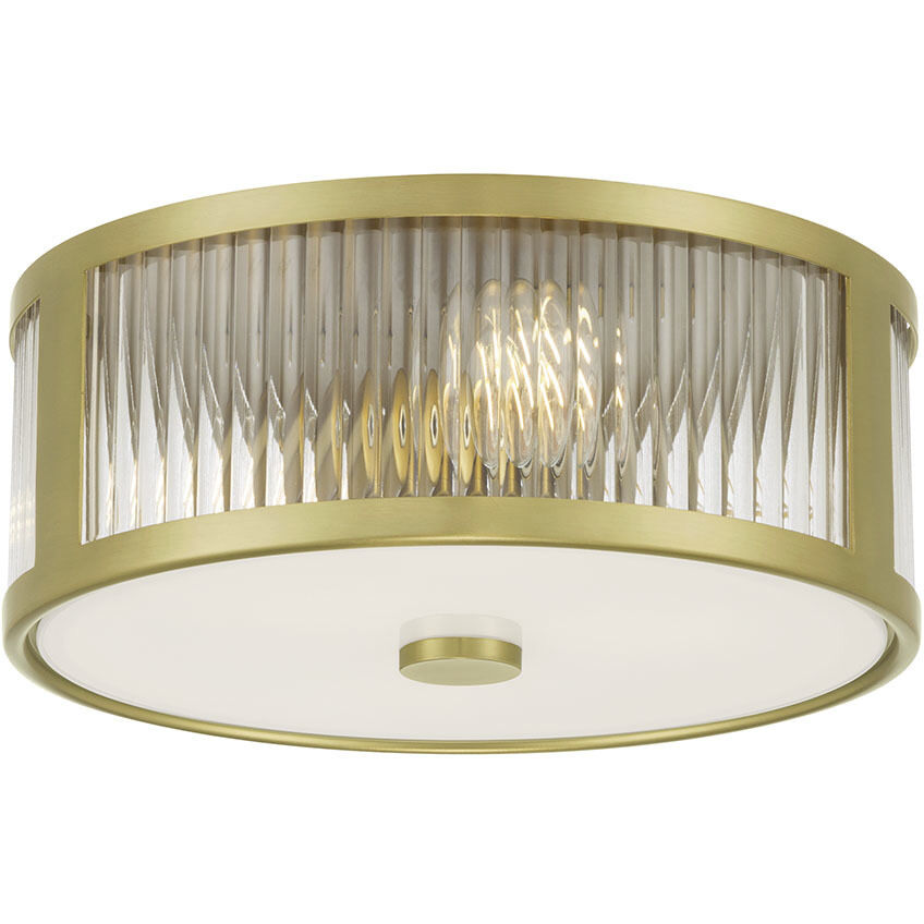 Ardezia 3 Light 11.75 inch Vintage Brass Flush Mount Ceiling Light
