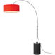 Tambo 92 inch 14 watt Satin Nickel and Black Oak Arc Floor Lamp Portable Light in Crimson Red Linen