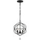 Solaris 3 Light 12.5 inch Black Mini Chandelier Ceiling Light