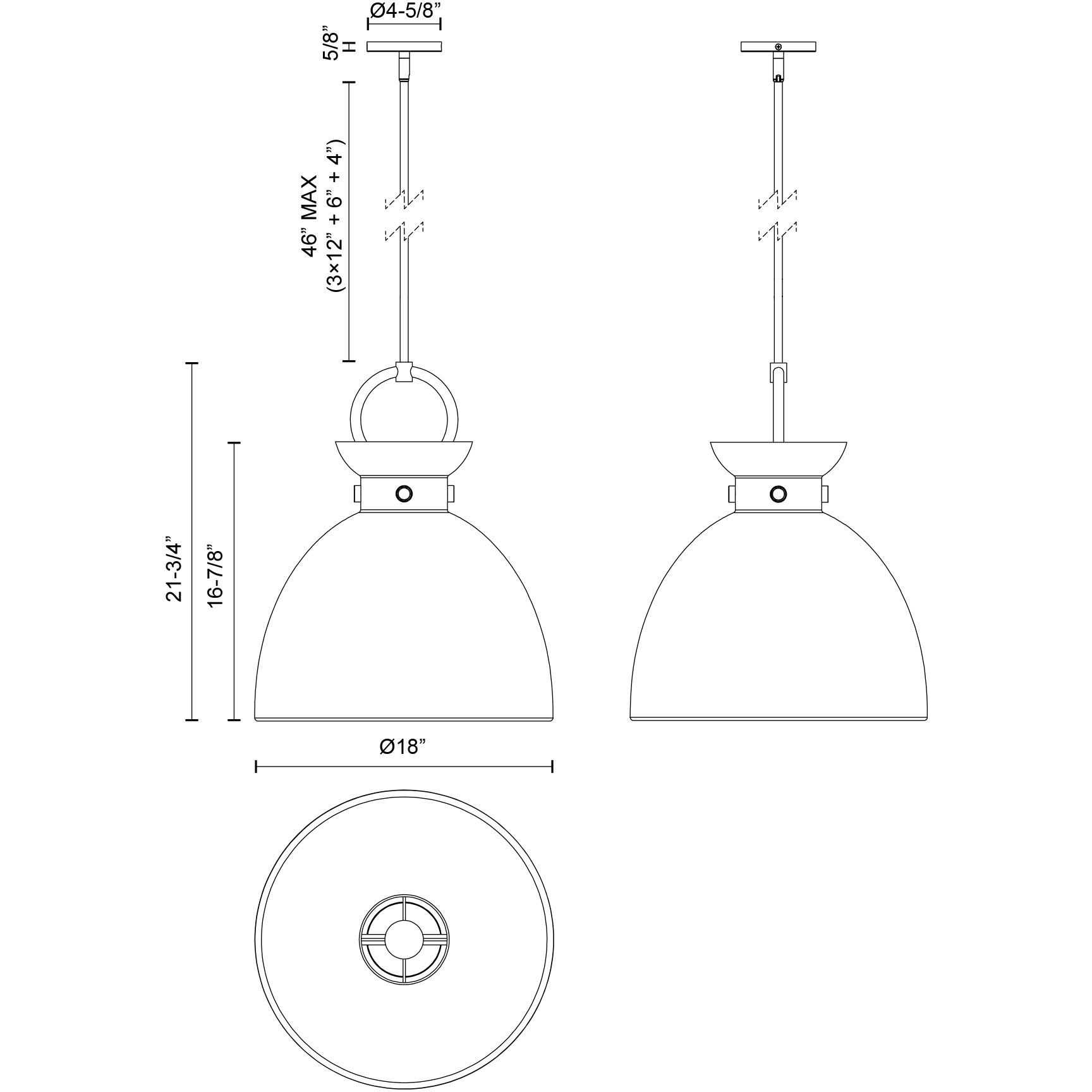 Alora Mood Waldo 1 Light 18 inch Aged Gold/Matte Black Pendant Ceiling Light in Aged Gold and Matte Black