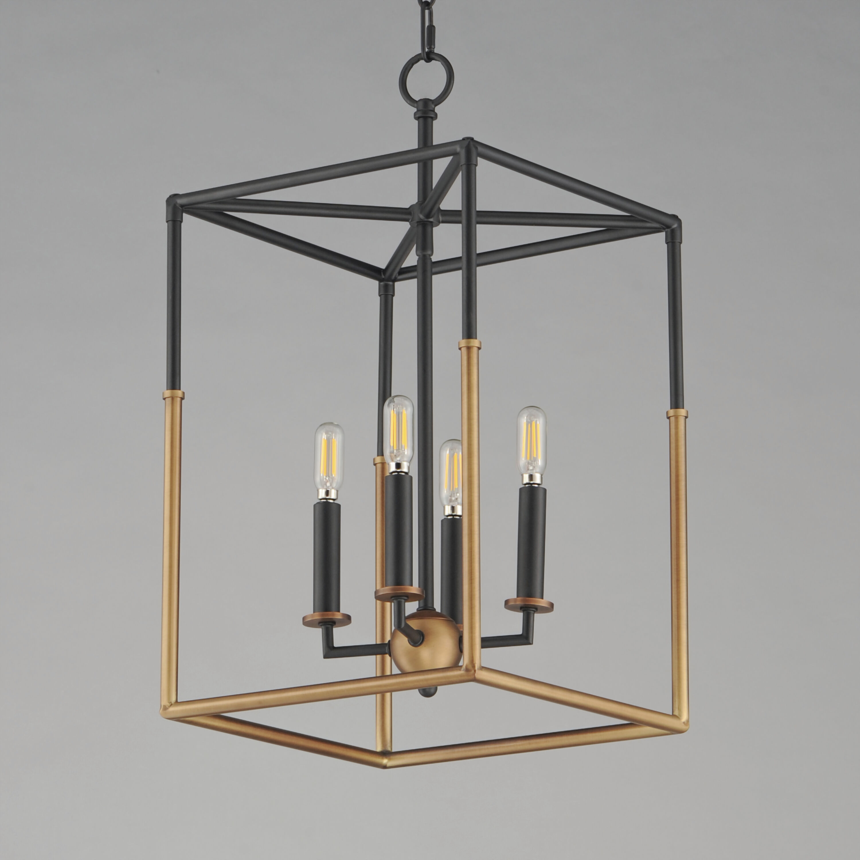 SoHo 4 Light 12 inch Black and Weathered Brass Entry Foyer Pendant Ceiling Light