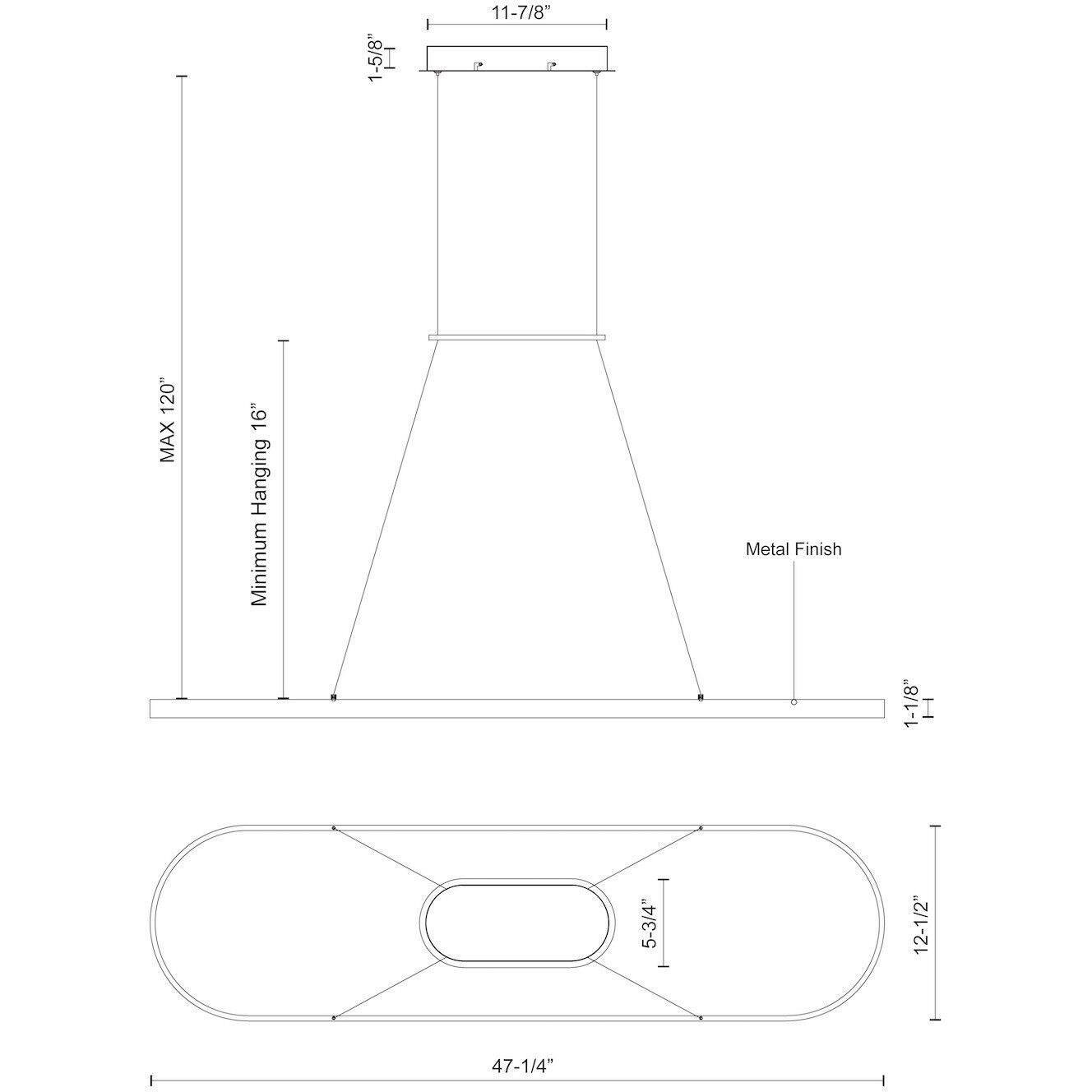 Eerie LED 47.25 inch Black Pendant Ceiling Light