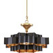 Grand Lotus 1 Light 20.25 inch Satin Black and Contemporary Gold Leaf Chandelier Ceiling Light, Small