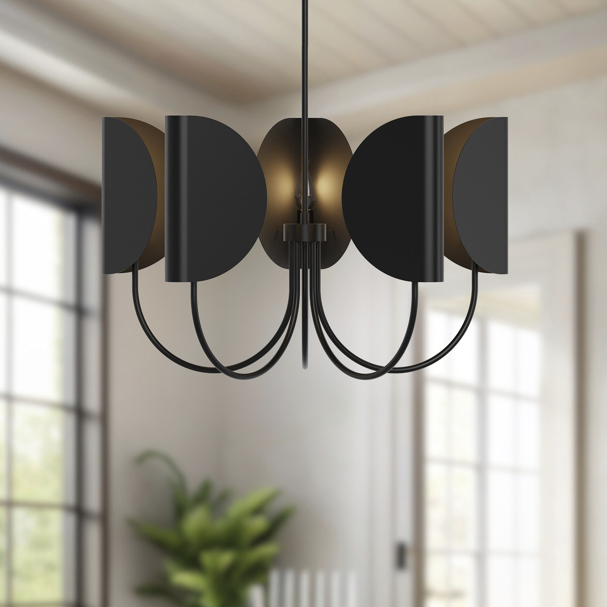 Alora Mood Seno 5 Light 32 inch Matte Black Chandelier Ceiling Light in Steel Shade