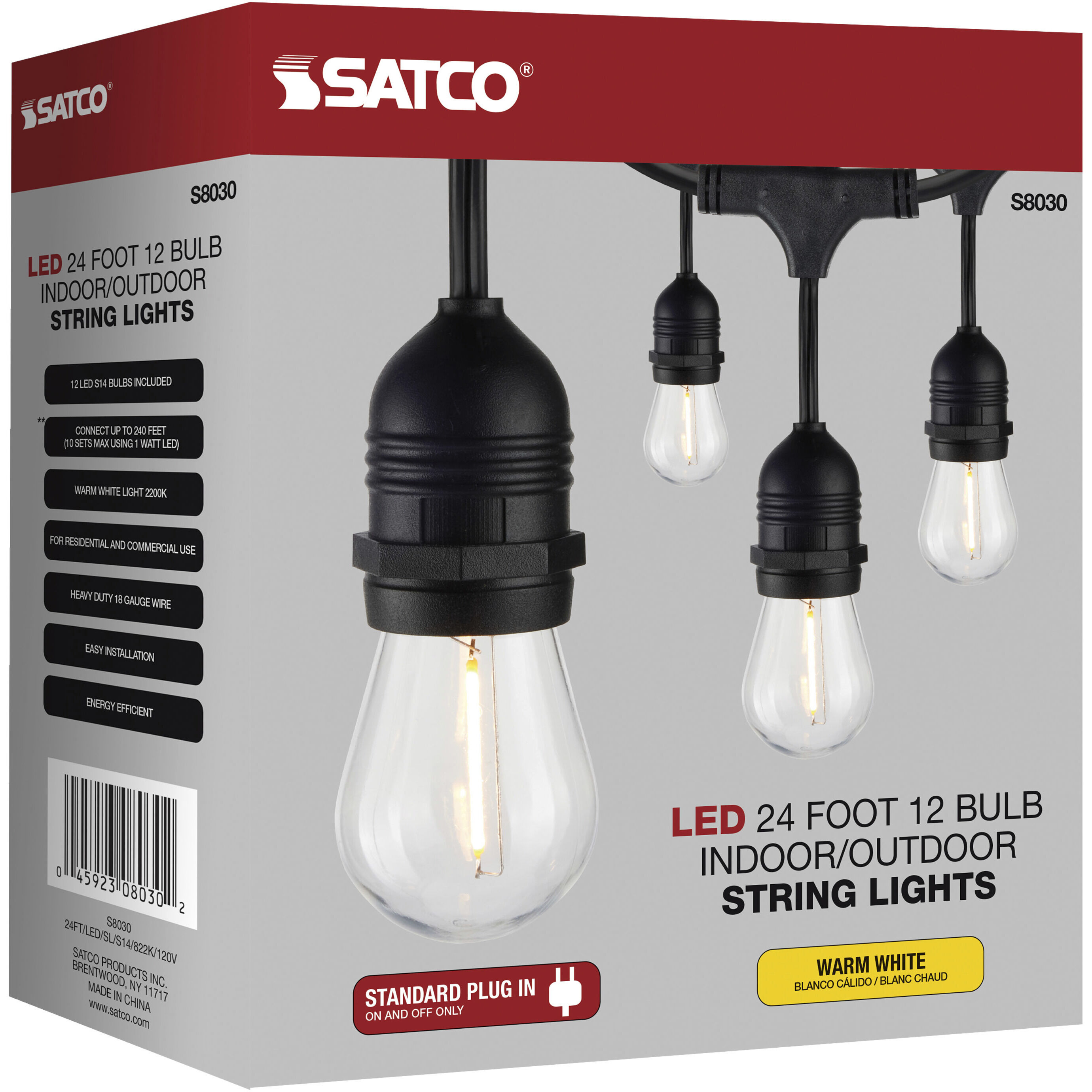 Lumos 12 Light LED 24 foot Black LED String Lights