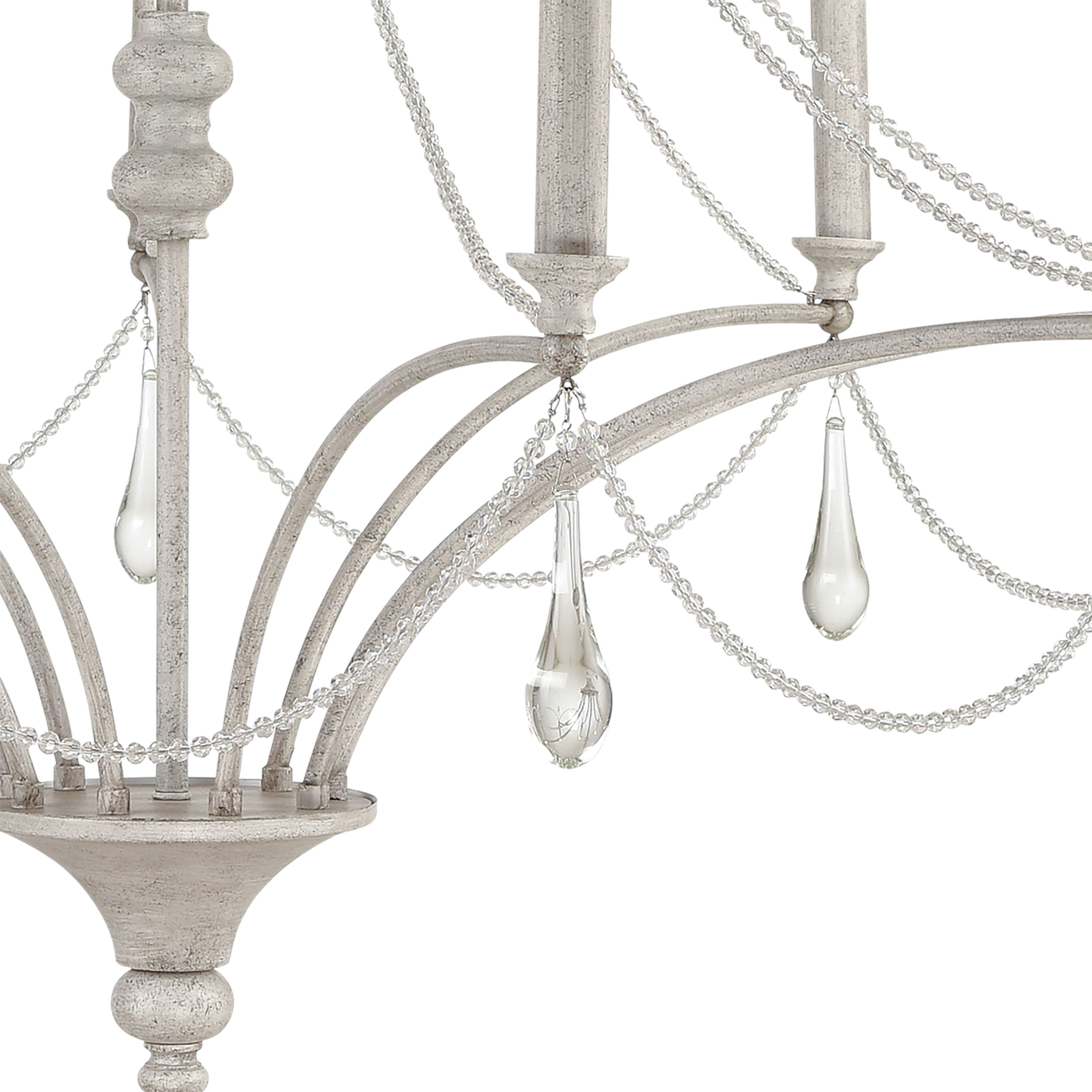 French Parlor 9 Light 38 inch Vintage White with Clear Chandelier Ceiling Light
