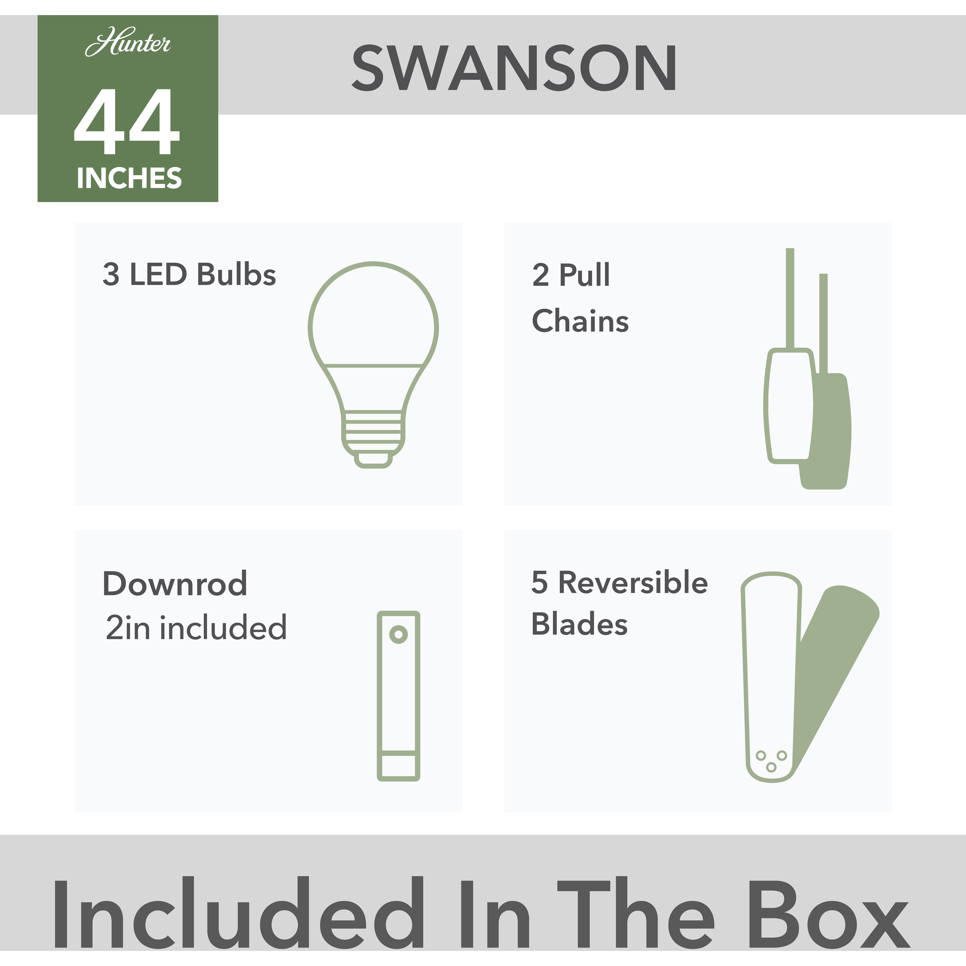 Swanson 44 inch Matte Black with Matte Black/Light Gray Oak Blades Ceiling Fan