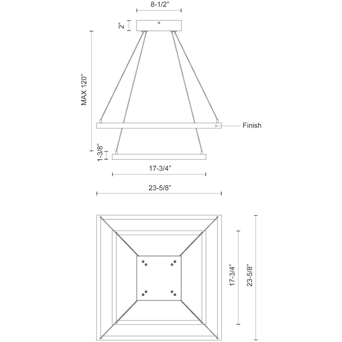 Piazza LED 23.63 inch Black Chandelier Ceiling Light